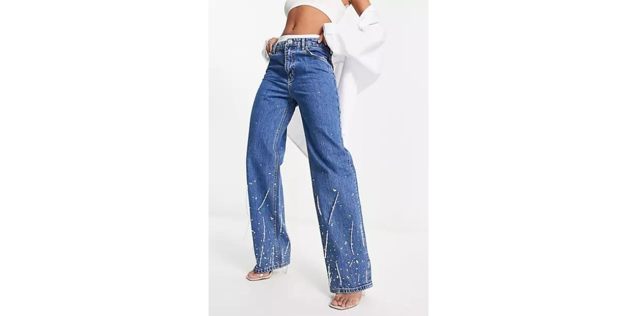 Jean Femme Kaba Jeans Bleu Avec Strass - Taille 0, Slim Skinny, Lavage Moyen