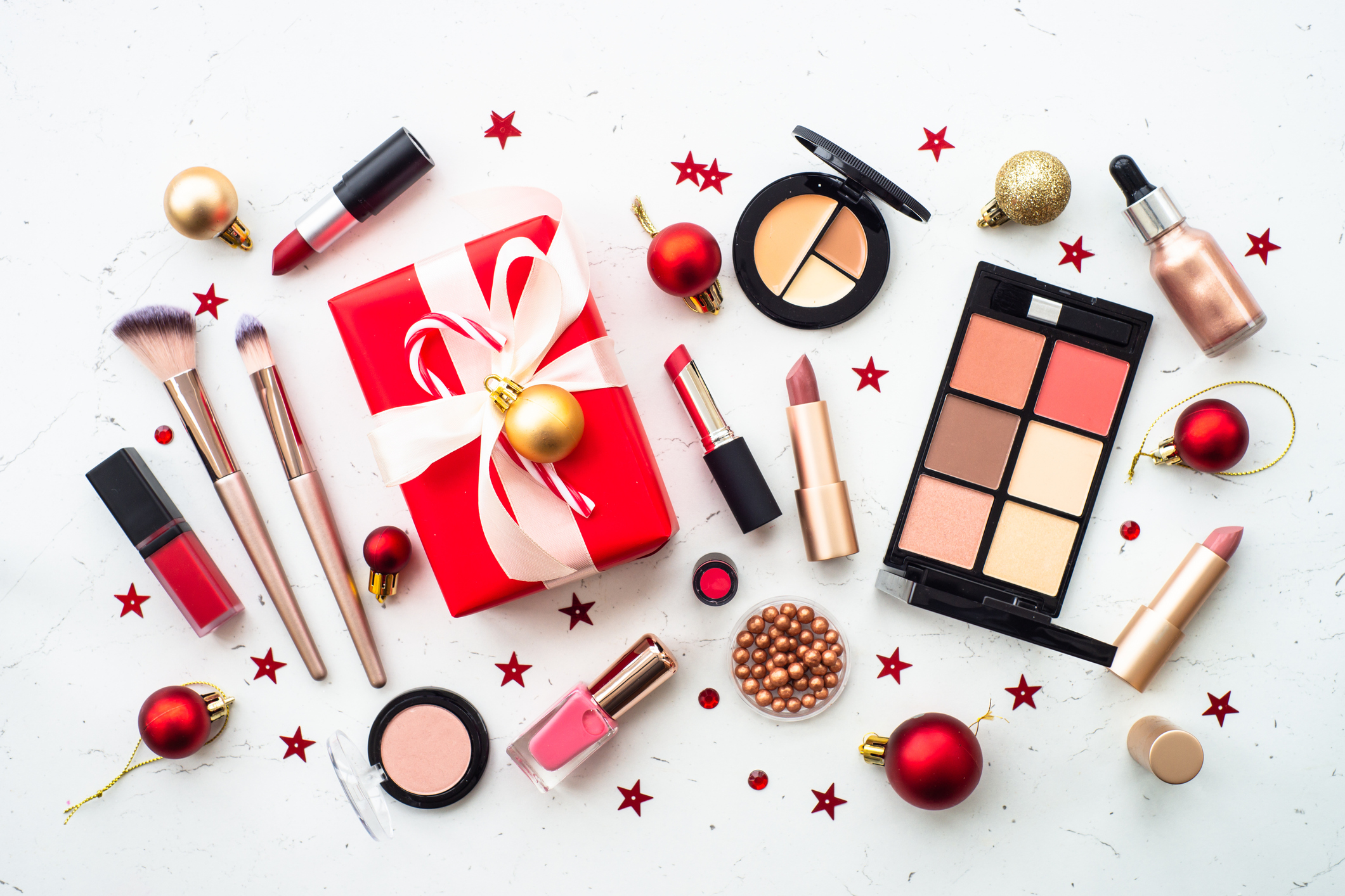 Coffret De Voyage Biocura - Trousse Dorée Avec 4 Pinceaux (yeux, Visage) - Idée Cadeau - Cruelty Free